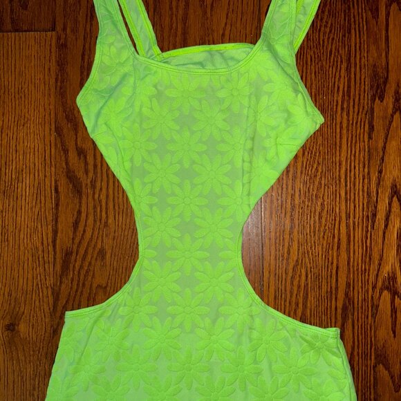 LOVERS + FRIENDS In My Moment Mini Dress Size XS Bodycon Cutouts Neon Green - Picture 3 of 13